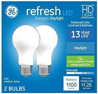GE Refresh 75-Watt EQ A19 Daylight Dimmable LED Light Bulb (2-Pack)