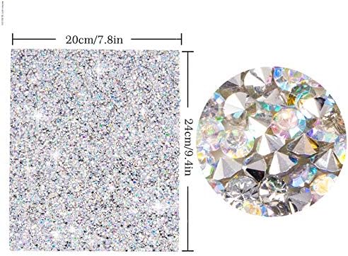 Whaline 12000Pcs Bling Crystal Rhinestones Sticker Sheet AB Color Glitter Rhinestones Crystal Gem Stickers Self-Adhesive САМ Car Decoration Stickers for Phone Gift Crafts, Silver White, 3mm