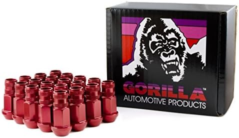 Gorilla Automotive 44028RD-20 Red 12mm x 1.25 Thread Size Aluminum Open End Racing Lug Nut, (Pack of 20)
