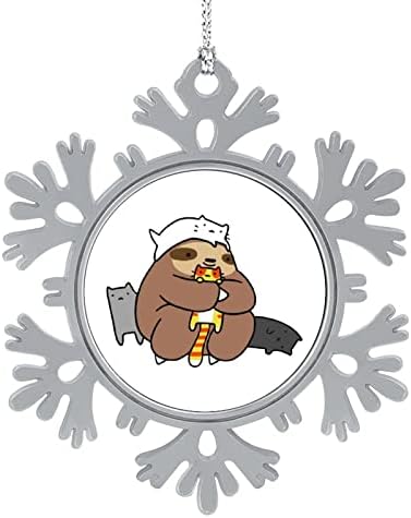 Ленивец Обича Котки Снежинка Висулка Коледни Висящи Украшения Принт Коледна Украса На Коледната Елха