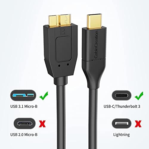 Комплект–2 броя: CableCreation Кратък C USB Кабел за твърд диск 1FT, USB 3.1 Micro B към USB C 10 Gbit / s, Активен USB-удължител 16.4 FT, USB 3.0 Продължавам Мъжки към Женски Веригата с Усилване на с