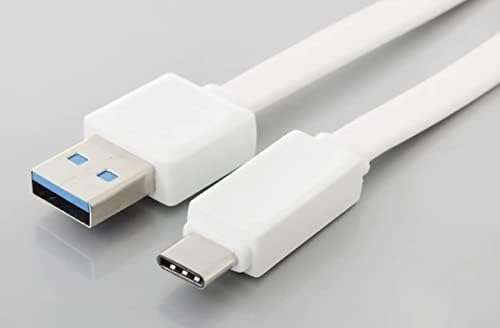 Кабел Quick Power Flat USB-C е Съвместим с Samsung Galaxy A20s със скоростта на USB 3.0 Gigabyte и бързо зареждане! (Бял 3.3ft1M)