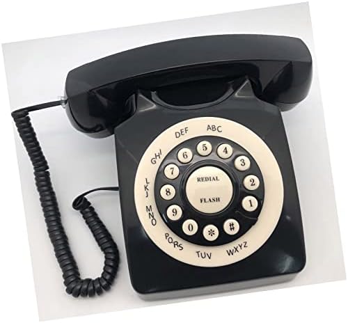 TBETBSTBR Ретро Стил Телефон, Ретро Кабелна Настолен Телефон, Стационарен Телефон за Домашния офис, Бизнес Хотел, Многоцветен (цвят : черен)
