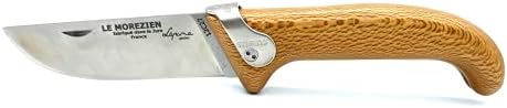 Lepine Atelier Made in France Le Morezien Класически джобен нож ръчна изработка с предохранителем и система за индексация, 3.5 инча, дървена дръжка от живовляк