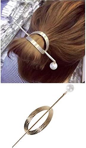Jsmhh 6 Pack Vintage Minimalistic Decorative Metal Gold Hair Sticks s Shawl Pins Long Forks Chopsticks Clips Barrettes Bun Cover Holder Hair Styles Circle Hair Slides Accessories (Color : Gold)