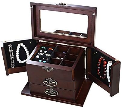 Ковчег за бижута Chunlan Retro Solid Wood Jewelry Box Storage Box Брак (Цвят : цвят орех)
