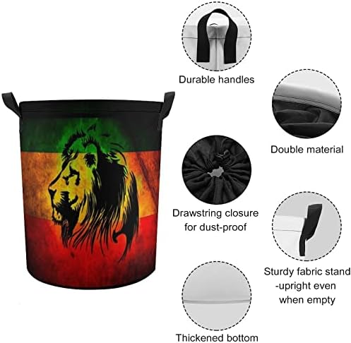 Африкански флаг Лъвът на Юда Rasta Растафари Ямайка Сгъваема Кошница За Дрехи Кошница Органайзер За Съхранение С Капак За Дрехи Колекция Играчки