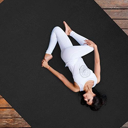Голямо килимче за йога 7' x 5' x 8 мм Дебели Спортни Подложки Черно Mikalo Тренировъчен мат Тренировъчен