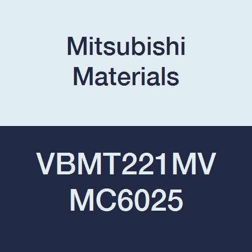 Mitsubishi Materials VBMT221MV MC6025 Carbide VB Type Positive Turning Insert with Hole, Unstable Cutting, Coated, Rhombic 35°, е 0.25 IC, 0.125 Thick, 0.016 Corner Radius, MV Breaker (Pack of 10)