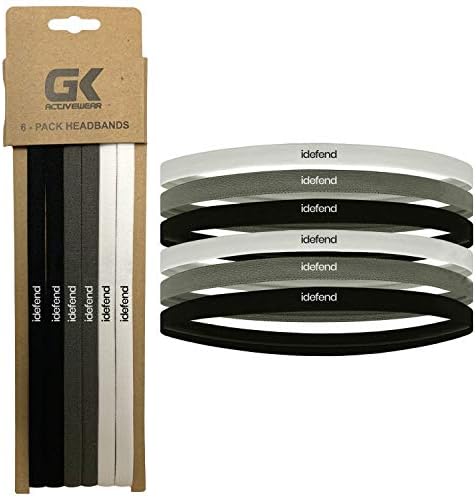 GK Activewear Unisex Slim Headbands 6-Pack