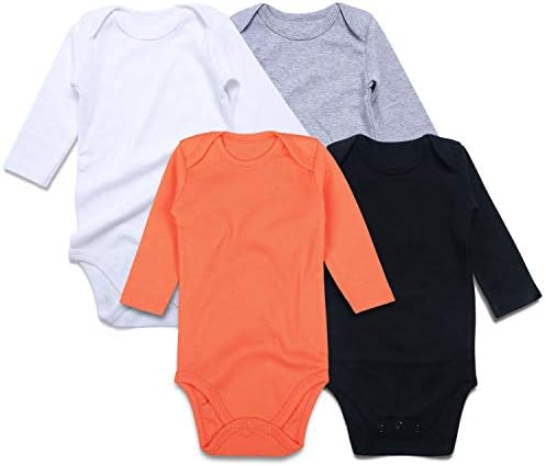 SOBOWO Unisex-Baby Обикновен Памук, Боди, Multi Blank Бебе Гащеризон Shirt for Boys Girls 4 Pack