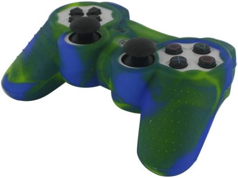 Мек силиконов Защитен калъф Skque контролера на Sony Playstation 3, Камуфляжный Модел, Син, Зелен