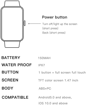 hhscute Smart Watche,1.47 Пълен Екран Мъжки Умни Часовници, Умен Часовник за iPhone Съвместим Лек Дизайн-Спортни