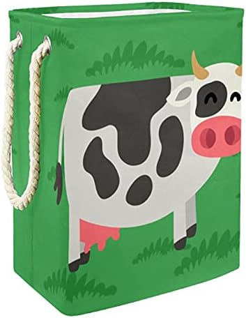 DEYYA Cow Green Кошница за Дрехи с Дръжки Сгъваема Кошница За Дрехи Вградена Подплата с Подвижни Скоби Организация