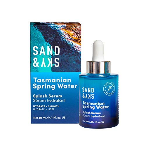 Серум Sand & Sky Тасмания Spring Water Splash Serum. Хиалуронова киселина за меки и подпухнали кожата.