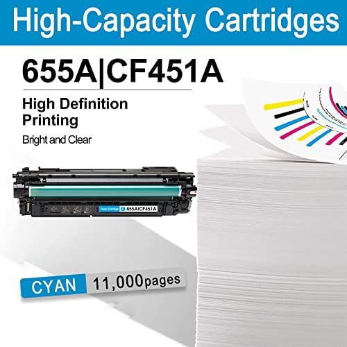 1 Опаковка Циан 655A | CF451A Тонер касета Заместител на HP Enterprise Color M652n M652dn M653dn M653x M653dh