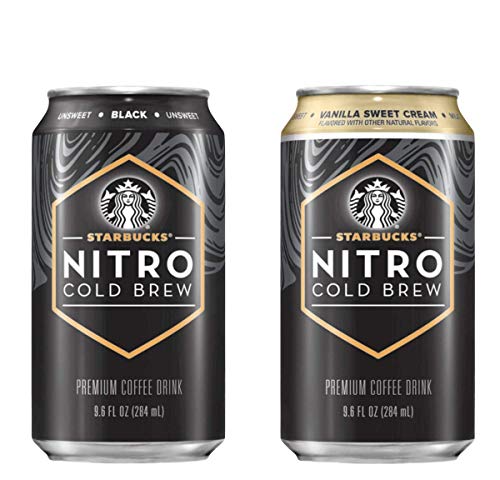 Старбъкс Nitro Cold Brew Консерви кафе 9,6 течни унции кафе премиум-клас (2 един ароматизиране, 6 кутии)