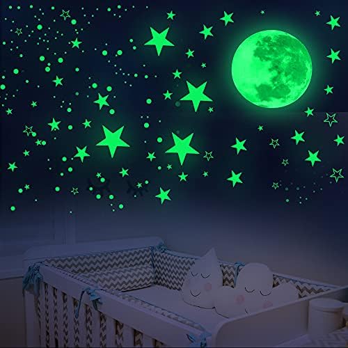 Светещи в тъмното Звезди за тавана,1078 бр.,Звездна украса за Спални,Интериор на стаята за Момчета и момичета,Страхотни