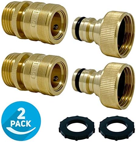 Premium Garden Hose Quick Connect Fittings (2-Pack) 3/4 Inch Solid Brass by Kelaro