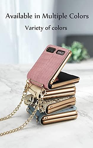 Кожен калъф Yatchen за Samsung Galaxy Z Flip 1&2【Версия 2020】 Сладък луксозен дизайнерски чанти с метална