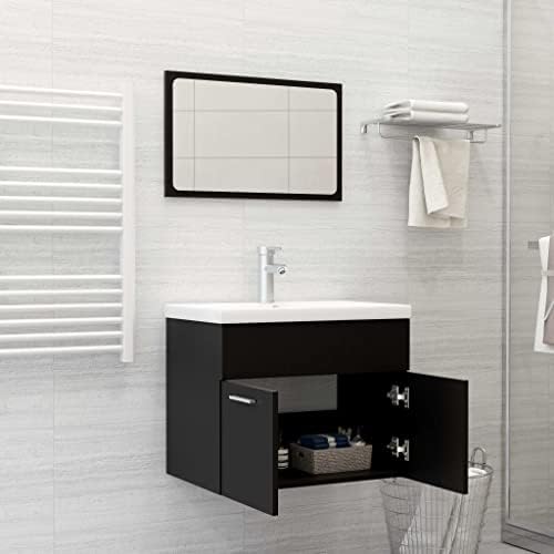 Aisifx Комплект мебели за баня от Черно ПДЧ(черен,27,22 г)