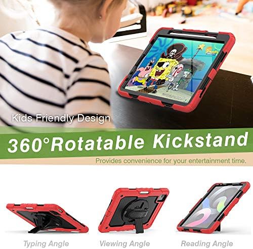 Tablet PC Case Защитният Калъф за iPad Pro 11 2020/Air4 10,9 см Трислоен устойчив на удари,360 Градуса Завъртане на Поставка и Ръчно Колан и Лента за носене през рамо PC+Силиконов Защит?