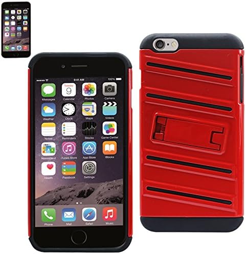 Reiko QQ Line Hybrid Case with Horizontal KickStand for iPhone 6 Plus 5.5 inch, iPhone 6S Plus 5.5 inch - на Дребно опаковка - Черен/Червен