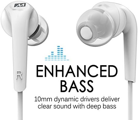 Ушите MEE audio RX18P Comfort-Fit с повишен бас, вграден микрофон и дистанционно управление (син)