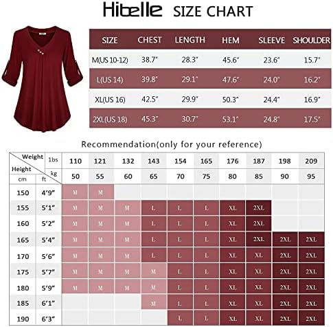 Hibelle Women ' s Roll-up Long Sleeve Tunic Върховете Solid/Stripe/Floral V Образно деколте Ежедневни Блузи, Ризи