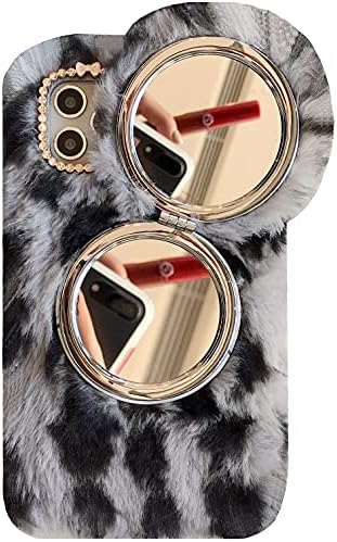 Oppo 5G A74 Art Panda Ear Tail Топка Вълна, Калъф, Мек Пухкав Тънък Топла Зима Калъф Ръчна изработка, WEIFA New Изящни Момиче Slim Phone Case for Oppo Gray