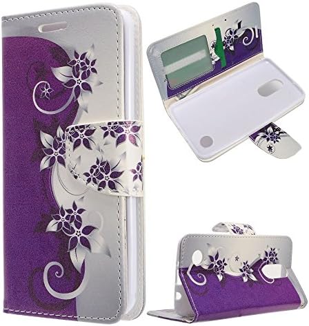 Luckiefind Калъф е Съвместим с T-Mobile REVVL Plus (3701A - 6 инча), Премиум ПУ Кожен Флип Портфейл Калъф За кредитни карти, Стилус, Протектор на екрана (в Чантата си Purple Vine)