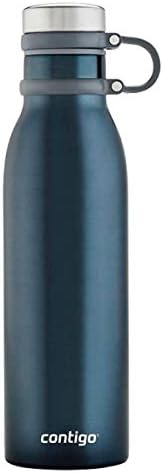 Contigo Couture Collection Бутилка за вода с вакуумна изолация от Неръждаема стомана с привязной капак, 20 грама, Тъмно синьо/Сумеречный корпус - 2 опаковки
