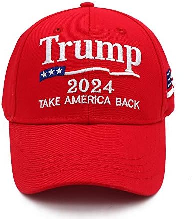 Тръмп 2024 Шапка, Donald Trump 2024 Cap Keep America Great MAGA USA Бродерия Регулируема бейзболна шапка