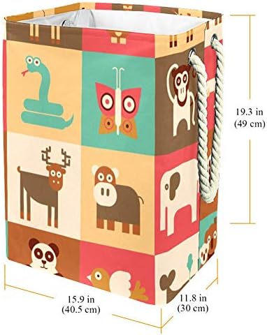 Таблицата с Животни Едрогабаритна Кошница За Съхранение на Бельо Сгъваема Кошница за Спалня и Детска Стая