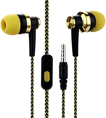 Gilroy накрайници за уши Жични Слушалки с Микрофон Heavy Deep Bass Ear Рецептори, ушите са Подходящи За Всички Устройства с Конектор 3.5 мм, Жълт