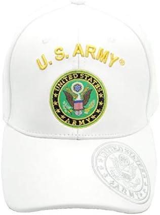 Щит на Армията на САЩ Логото на Военна Шапка ИЗКУСТВЕНА Кожа Бял
