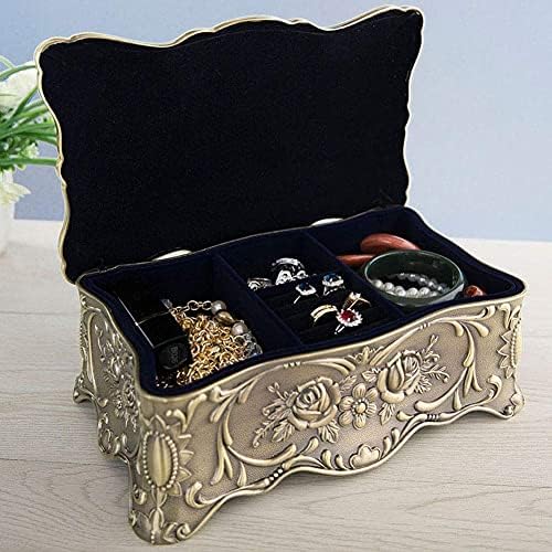 erddcbb Jewelry Box Organizer Metal Vintage Multi-Purpose Jewelry Case Organizer European Style Diamond
