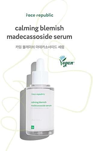 Face Republic Calming Blemish Madecassoside Serum 45mL | Vegan Certified | Успокояваща и успокояваща | за раздразнена кожа | Ниско рН