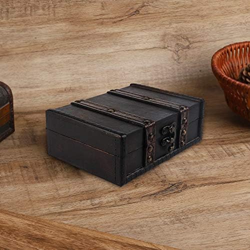 ASOMI Vintage Wooden Storage Box Jewelry Organizer Display Box Настолно украшение с Ключалка(черен)