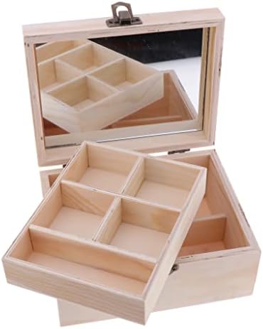 KAIXWAN QWE108 Огледален Органайзер За Грим Проста Дървена Кутия За Съхранение на Дървени Бижута Дисплей
