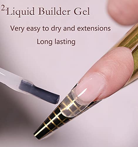 FZANEST Clear Builder Gel Nail Polish,Liquid Builder Hard Gel in a Bottle,Structure Gel for Extension Strength/Enhances Nails with Brush Soak Off 15ml