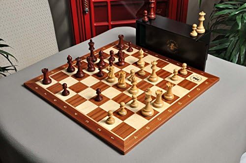 Позлатени шах набор от Grandmaster, Кутия и комбинация от дъски - 4.0 King - Махагон Позлатените и Чемшир