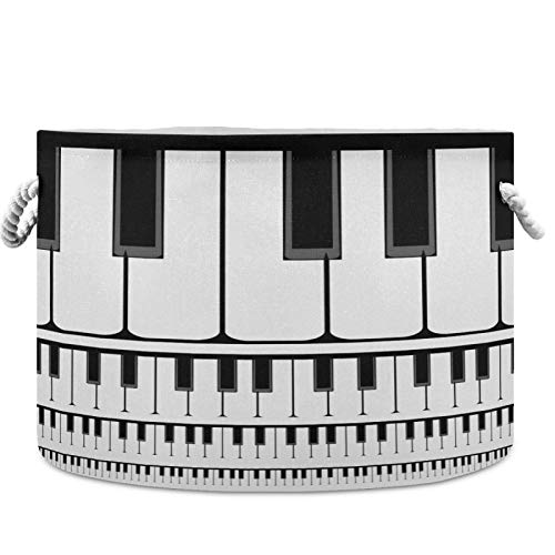 visesunny Сгъваема Кошница с Голям Капацитет на Черно и Бяло Пиано Ключ Облекло Играчка Кошница За Съхранение