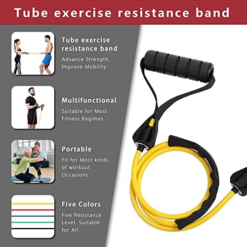 SSPHPPLIE Tube Exercise Resistance Band with Handles with Handles, Home & Gym Strength Training фън тръби, Resistance Loop Bands for Men/Women, Workout Bands for Shoulder, Arm and Leg, Fitness Strength