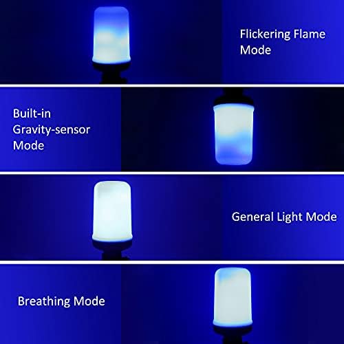 Lpraer 4 Pack E26 LED Flame Effect Light Bulbs 4 Modes Flickering Fire Light Bulbs with Gravity Sensor for