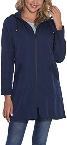 GUANYY Rain Jacket Women Waterproof Hooded Raincoat Active Outdoor Windbreaker Trench Coat