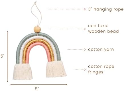 Mila Millie Macrame Wall Hanging | Ръчно Тъкани Tassel Ornament for Home or Nursery Baby Kids Room Decor | Boho Nordic Скандинавски Стил (Розово Злато тийл са)