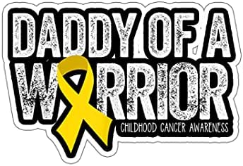 Мъжки Татко of a Warrior Childhood Cancer Dad Ribbon-Sticker - Забавно Стикер за Лаптоп, Walldecor