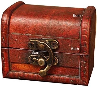 Polytree Antique Treasure Box Small Wood Treasure Chest Спомен Box for Kids Gift, Home Decorations Red