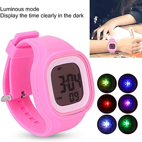 Jinyi Luminous Smartwatch, Waterproof Pink Alarm Electronic Watch Display Time Charming for Daily Use